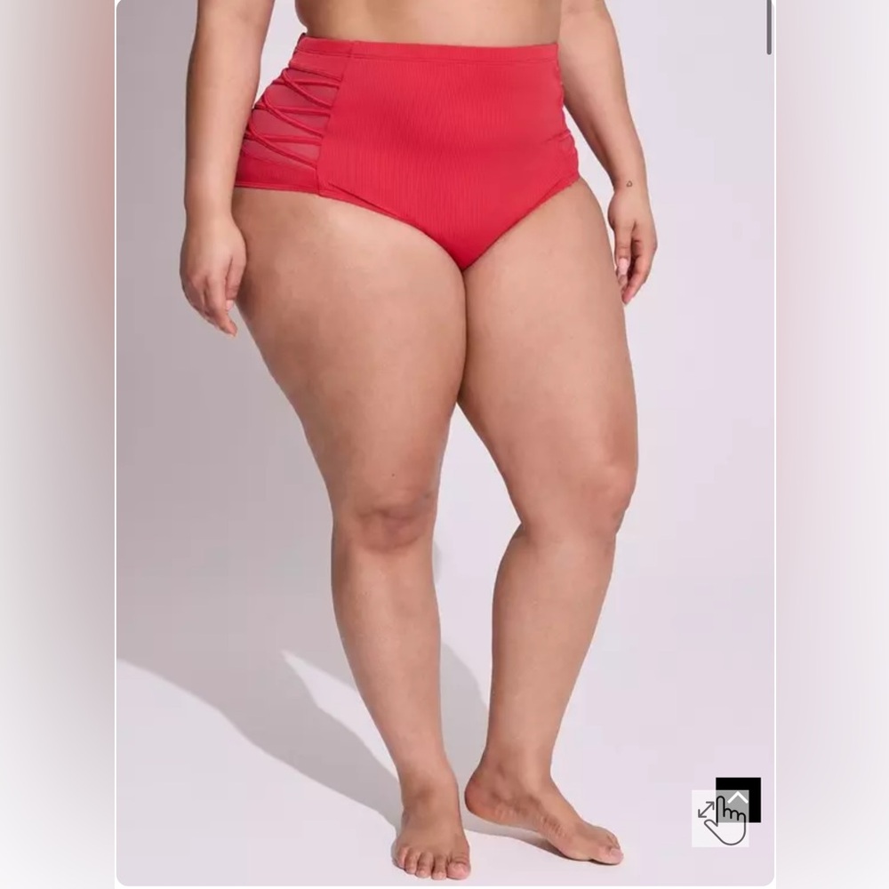 Torrid High Rise Ribbed Lattice Side Swim Bottom